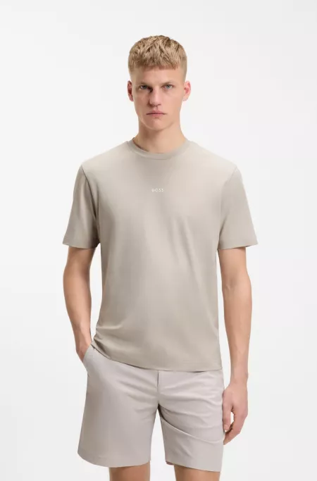 Stretch-cotton T-shirt with contrast logo