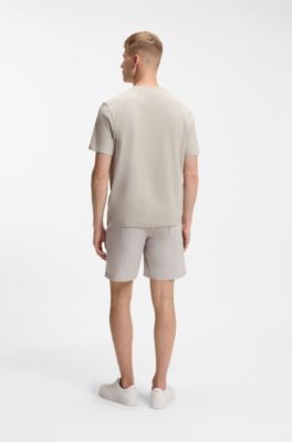 Stretch-cotton T-shirt with logo print, Light Grey