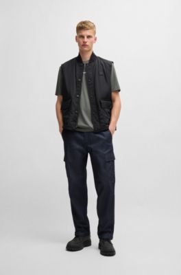 Stretch-cotton T-shirt with contrast logo, Grey