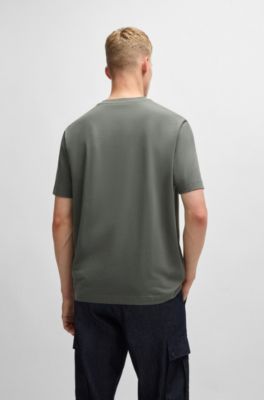 Stretch-cotton T-shirt with contrast logo, Grey