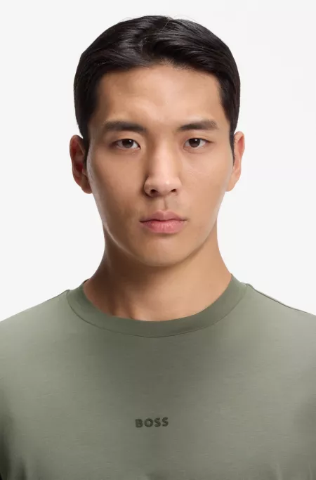 T-shirt en coton stretch avec logo contrastant