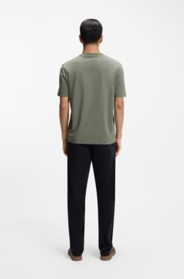 T-shirt in cotone elasticizzato con logo stampato, Grigio