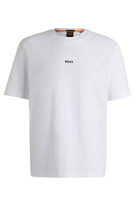 Dames Kleding voor voor Tops voor T-shirts BOSS by HUGO BOSS Katoen Relaxed-fit T-shirt Met Logoslogan Van Katoen in het Wit 
