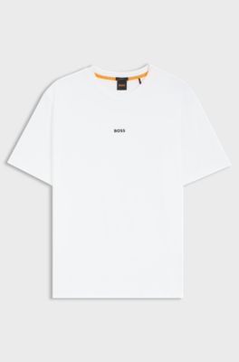 Camiseta de algod&oacute;n el&aacute;stico con logo en contraste, Blanco