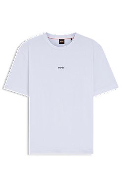 Stretch-cotton T-shirt with contrast logo