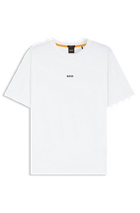 Camiseta de algodón elástico con logo en contraste