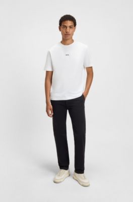 T-shirt in cotone elasticizzato con logo a contrasto, Bianco