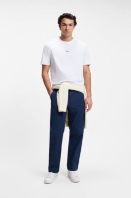 T-shirt i stretchig bomull med kontrastlogga, Vit