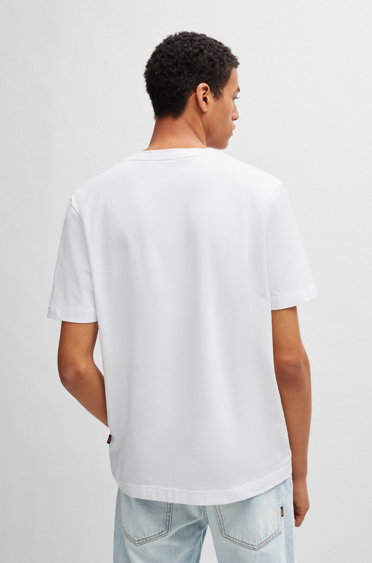 T-shirt Relaxed Fit en coton stretch, à logo imprimé, Blanc