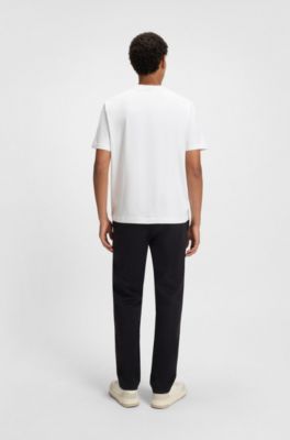 T-shirt i stretchig bomull med kontrastlogga, Vit