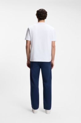 Stretch-cotton T-shirt with contrast logo, White