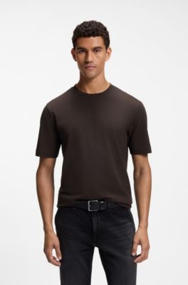 Relaxed-fit T-shirt with a layered logo print, Dark Brown