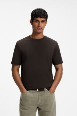 Stretch-cotton T-shirt, Dark Brown