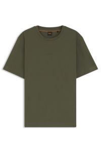 Stretch-cotton T-shirt with logo print, Olive
