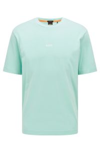 Relaxed-fit T-shirt in stretch cotton with logo print, Light Green