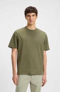 T-shirt relaxed fit in cotone elasticizzato con logo stampato, Verde