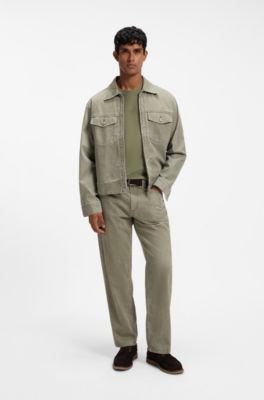 Stretch-cotton T-shirt, Khaki