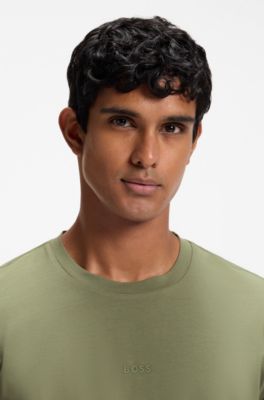 Stretch-cotton T-shirt, Khaki