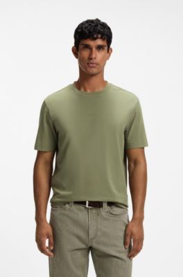 Stretch-cotton T-shirt, Khaki