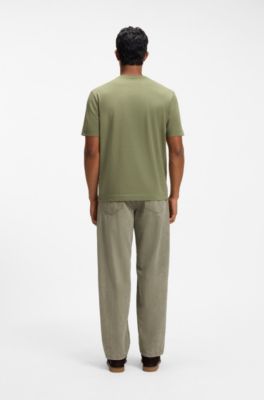 Stretch-cotton T-shirt, Khaki