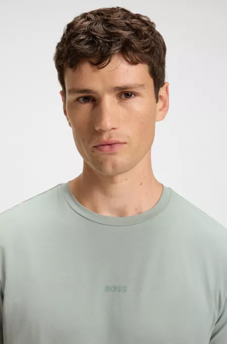 Stretch-cotton T-shirt with contrast logo