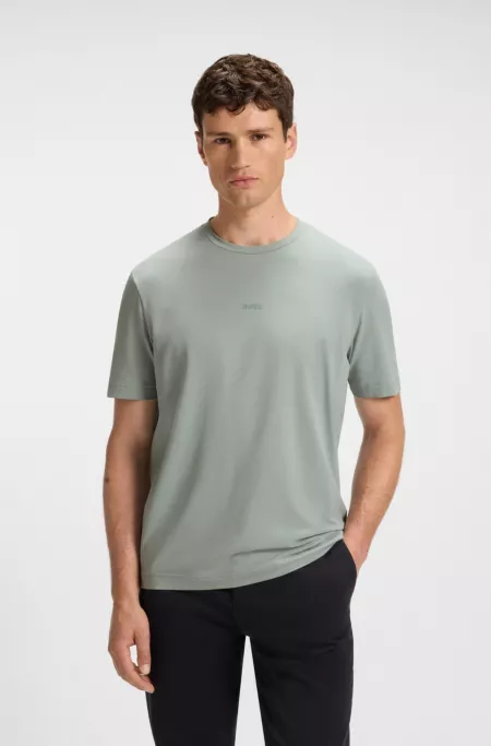Stretch-cotton T-shirt with contrast logo