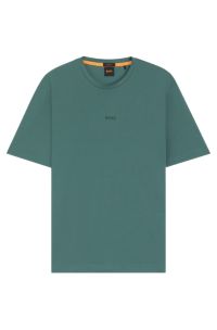 Relaxed-fit T-shirt in stretch cotton with logo print, Green