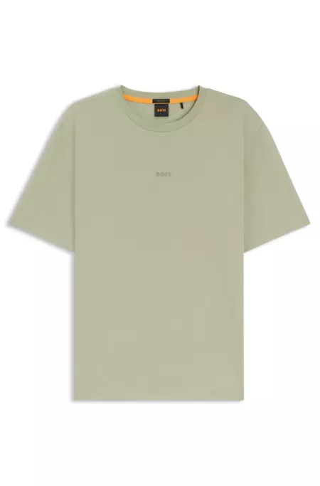 Stretch-cotton T-shirt with logo print