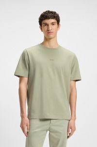 Relaxed-fit T-shirt in stretch cotton with logo print, Light Green
