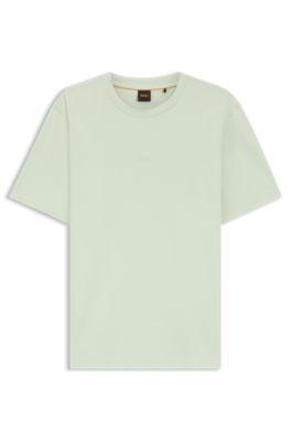 Stretch-cotton T-shirt with logo print, Light Green