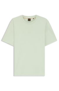 Stretch-cotton T-shirt with logo print, Light Green
