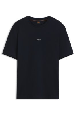 Boss Uomo Blu Scuro T-Shirt In Cotone Elasticizzato