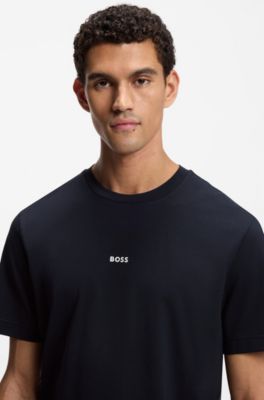 Relaxed-fit T-shirt with a layered logo print, Dark Blue