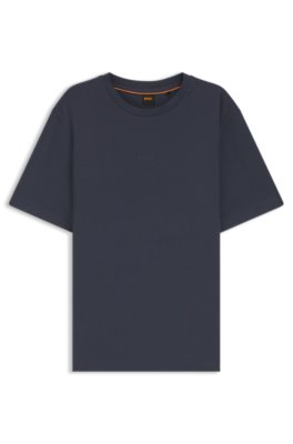 Boss Uomo Blu Scuro T-Shirt In Cotone Elasticizzato