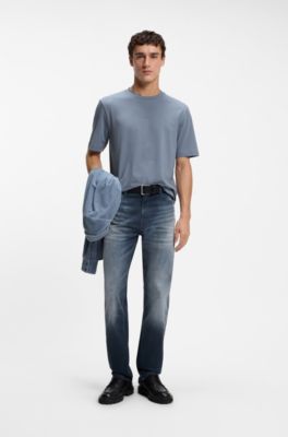 Relaxed-fit T-shirt with a layered logo print, Blue