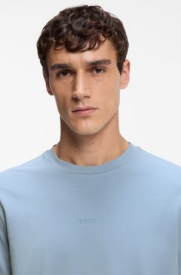 T-shirt relaxed fit con logo stampato a strati, Celeste