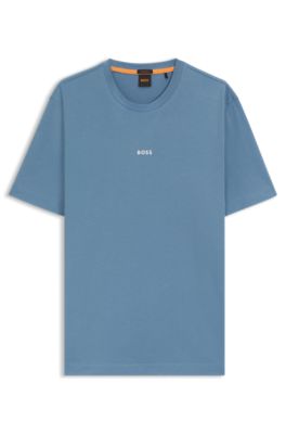Tシャツ・カットソー Boss T-Shirt In Cotone BOSS - Stretch-cotton T-shirt with embroidered logo - Grey