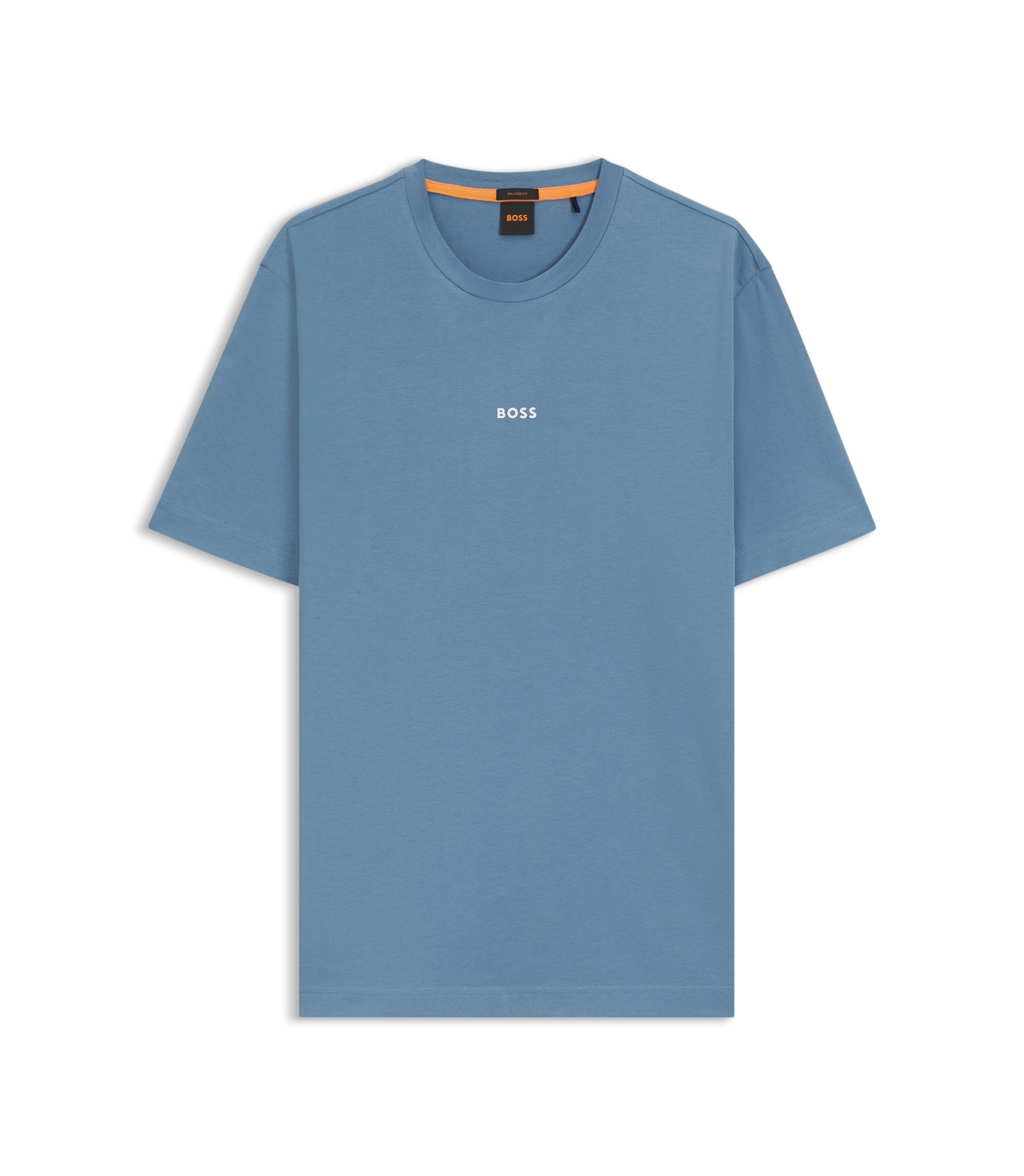 BOSS - Stretch-cotton T-shirt with logo print - Blue