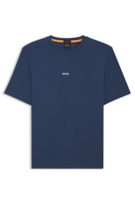 BOSS - Stretch-cotton T-shirt with logo print - Dark Blue