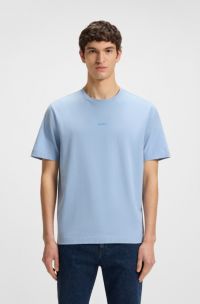 T-shirt en coton stretch à imprimé logoté, bleu clair