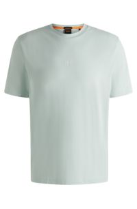 Relaxed-fit T-shirt in stretch cotton with logo print, Light Blue