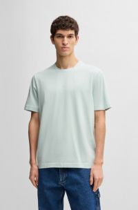 T-shirt van stretchkatoen met logoprint, Lichtblauw