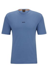Relaxed-Fit T-Shirt aus Stretch-Baumwolle mit Logo-Print, Hellblau