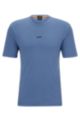 Relaxed-fit T-shirt in stretch cotton with logo print, Light Blue