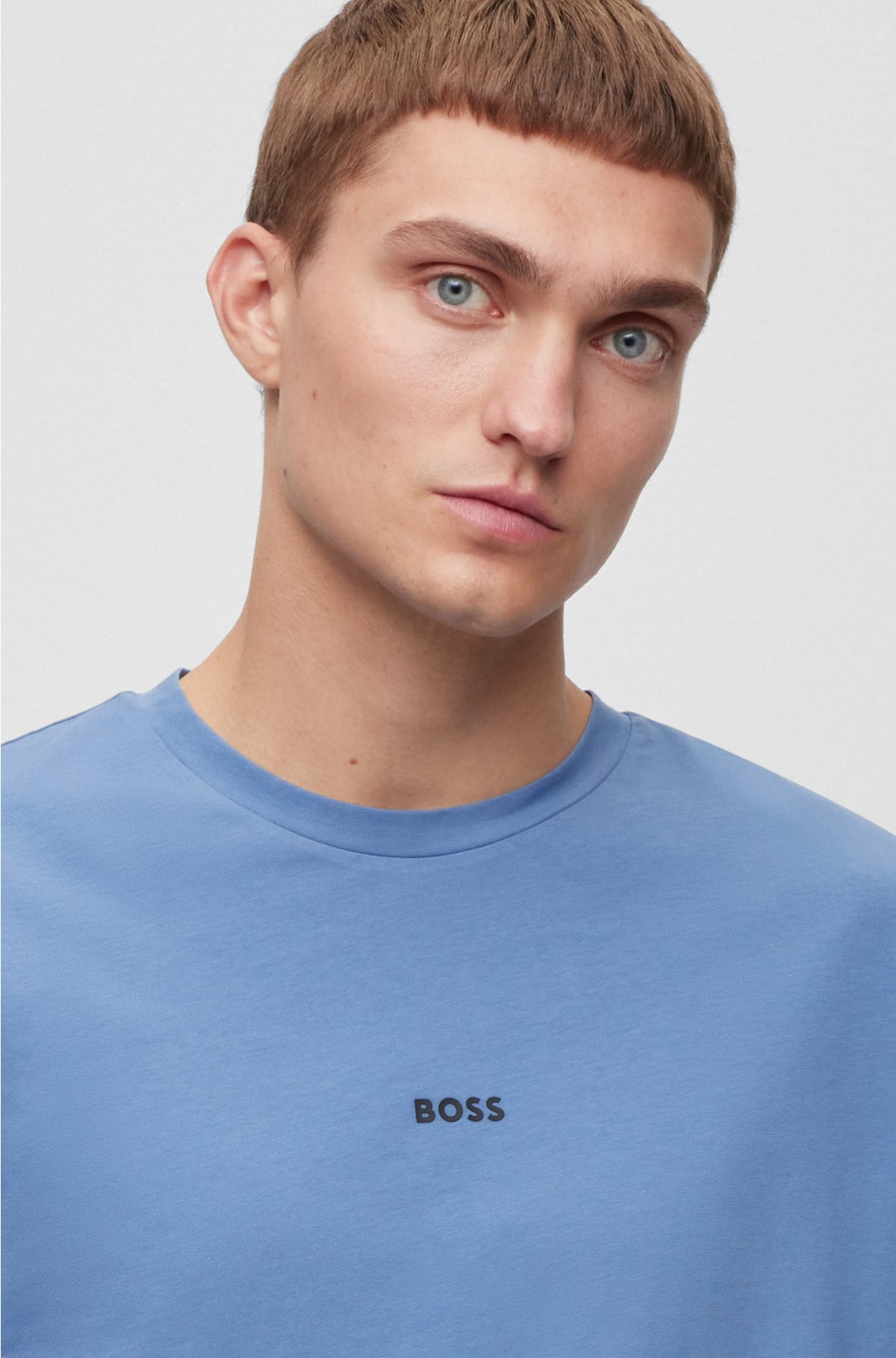 Uitbeelding laser klant BOSS - Relaxed-fit T-shirt van stretchkatoen met logoprint