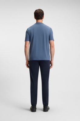 T-Shirt aus Stretch-Baumwolle mit Logo-Print, Blau