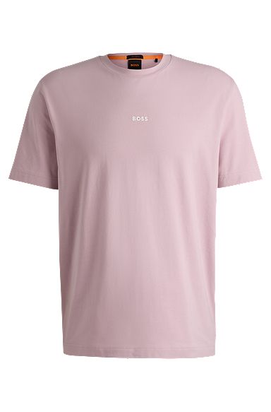 Relaxed-fit T-shirt in stretch cotton with logo print, Light Purple