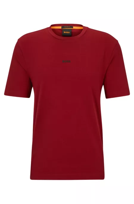 Stretch-cotton T-shirt with contrast logo