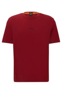 T-shirt relaxed fit in cotone elasticizzato con logo stampato, Rosso