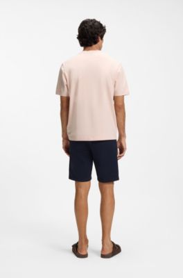 Stretch-cotton T-shirt with contrast logo, light pink